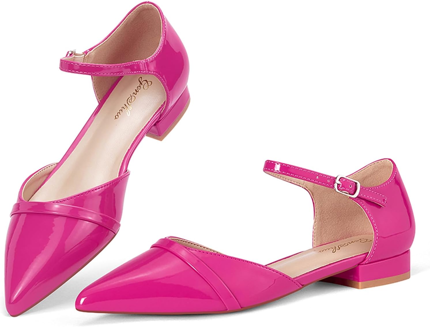 GENSHUO Women’s Flats – Comfortable Dressy Casual Pointed Toe Dress Flat Shoes – 1 inch Low Block Heel Pumps