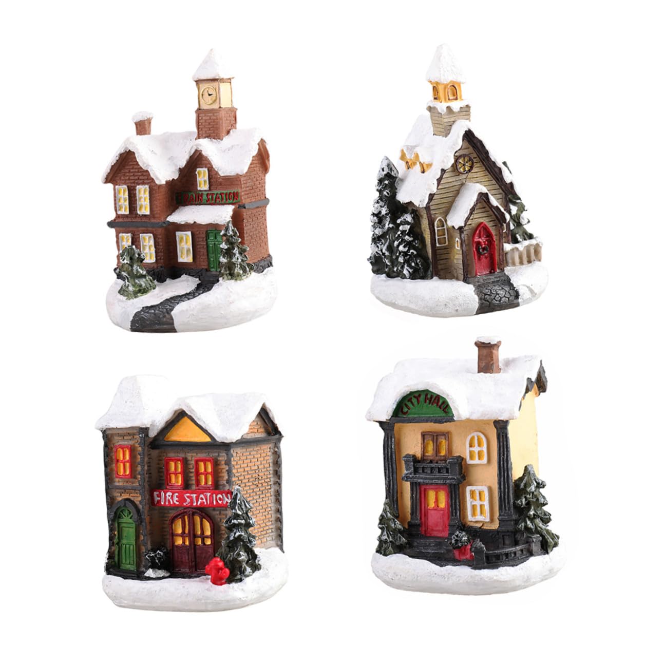 Toyvian 4pezzi Ornamenti in Resina Luminosi per Casa Decorazioni Natalizie da Tavolo Oggetti di Scena per Feste Design Elegante e Leggero Stile Casuale