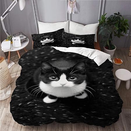 Beituola Parure De Lit Adulte Housse De Couette Rester Chat Noir 1 Housse De Couette 2 X 240cm 2 Taies D Oreillers 50 X 75cm Amazon Fr Cuisine Maison