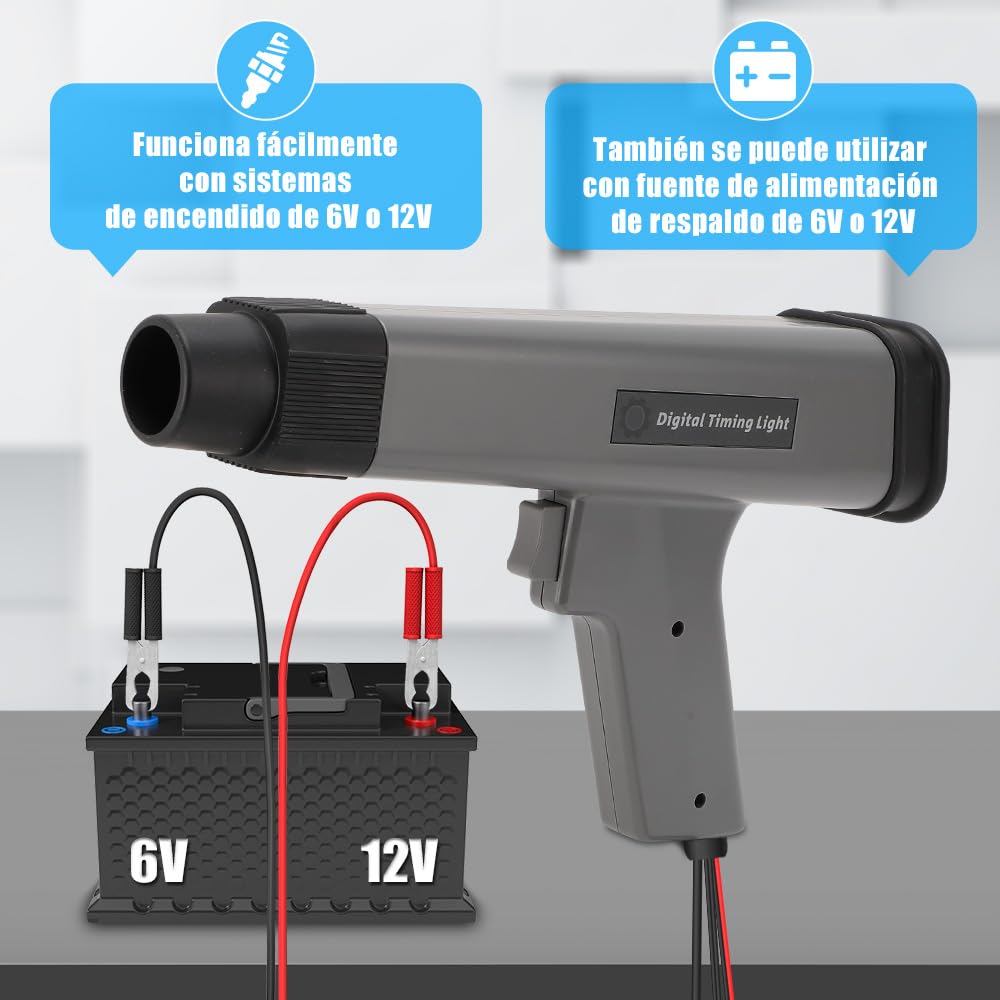 Pistola estroboscópica Digital 12V para Coche y Moto, lámpara de sincronización LED, luz estroboscópica para Motor Gasolina, Coche, cortacésped, Marina y avión