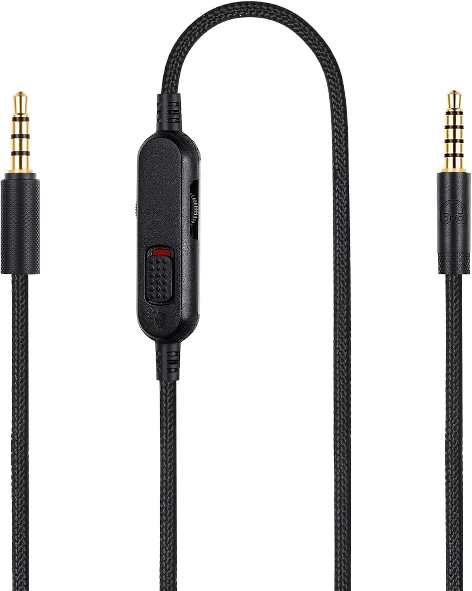 G Pro X Cord, Detachable Gaming Headset Cable for Logitech G Pro / G433 | G233 Wire - 3.5mm(1/8") Nylon Braided with Inline Mute Switch and Volume Controller, 6ft Long