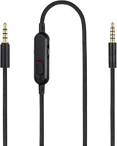 Câble weishan G Pro X, câble de casque de jeu détachable pour Logitech G433 / G233, fil en nylon tressé de 3,5 mm (1/8 po) avec interrupteur muet intégré et contrôleur de volume, 6 pi de long