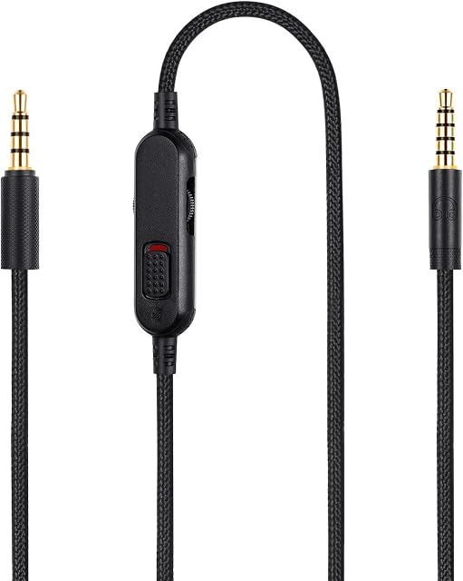 Câble weishan G Pro X, câble de casque de jeu détachable pour Logitech G433 / G233, fil en nylon tressé de 3,5 mm (1/8 po) avec interrupteur muet intégré et contrôleur de volume, 6 pi de long