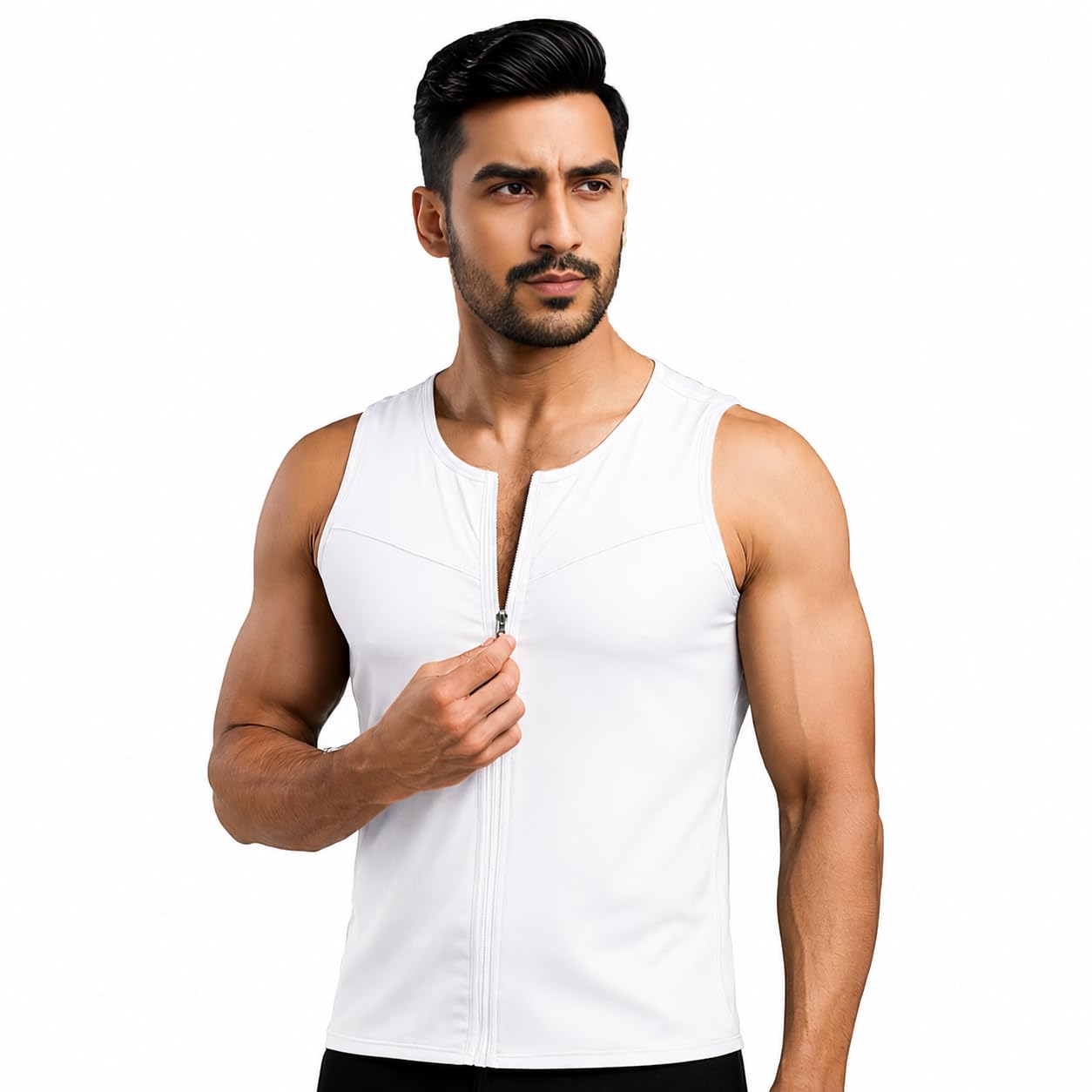 Men’s Compression Vest | Zipper & Hook Chest Shapewear | Premium Nylon-Spandex Apparel Fabric-image-18