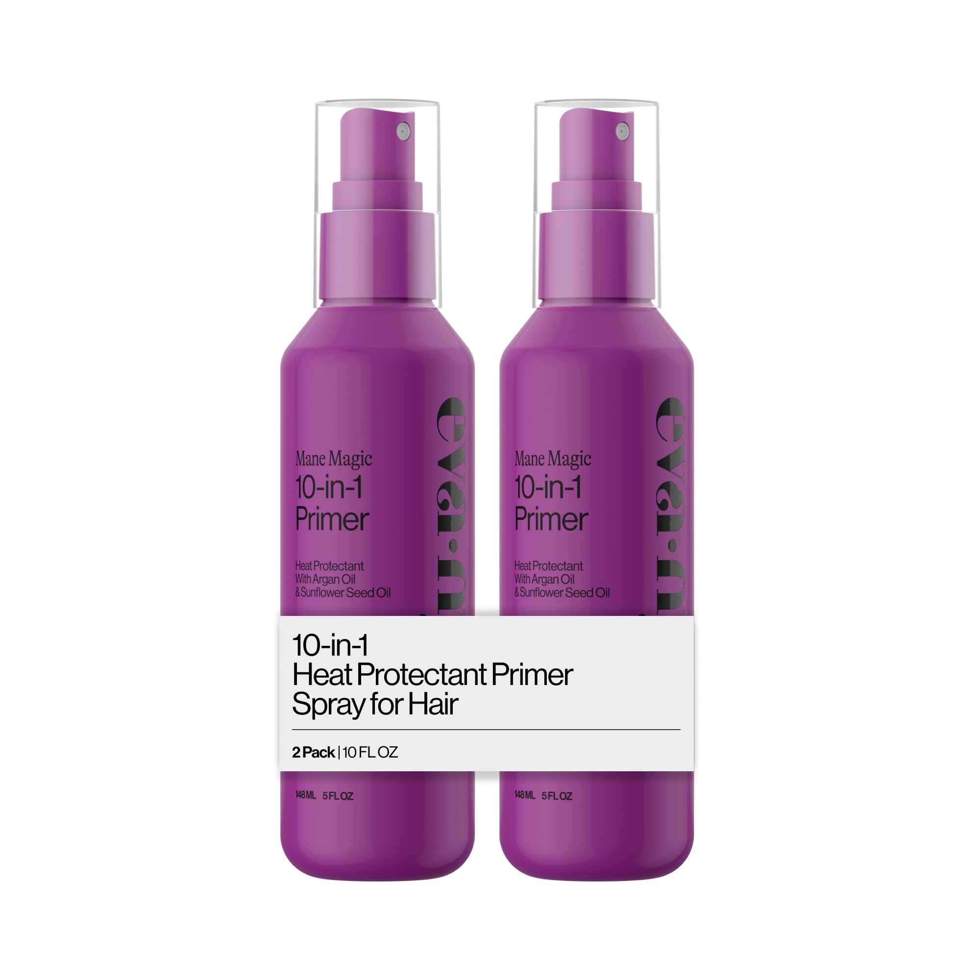 NYC Mane Magic 10-in-1 Heat Protectant Set for Medium + Thick Hair - Anti-Frizz Heat Protection Spray Gift Set - Argan Oil Blow Dry Spray - 10-in-1 Hair Primer - Vanilla Scent - 10 fl oz - 2 Pack