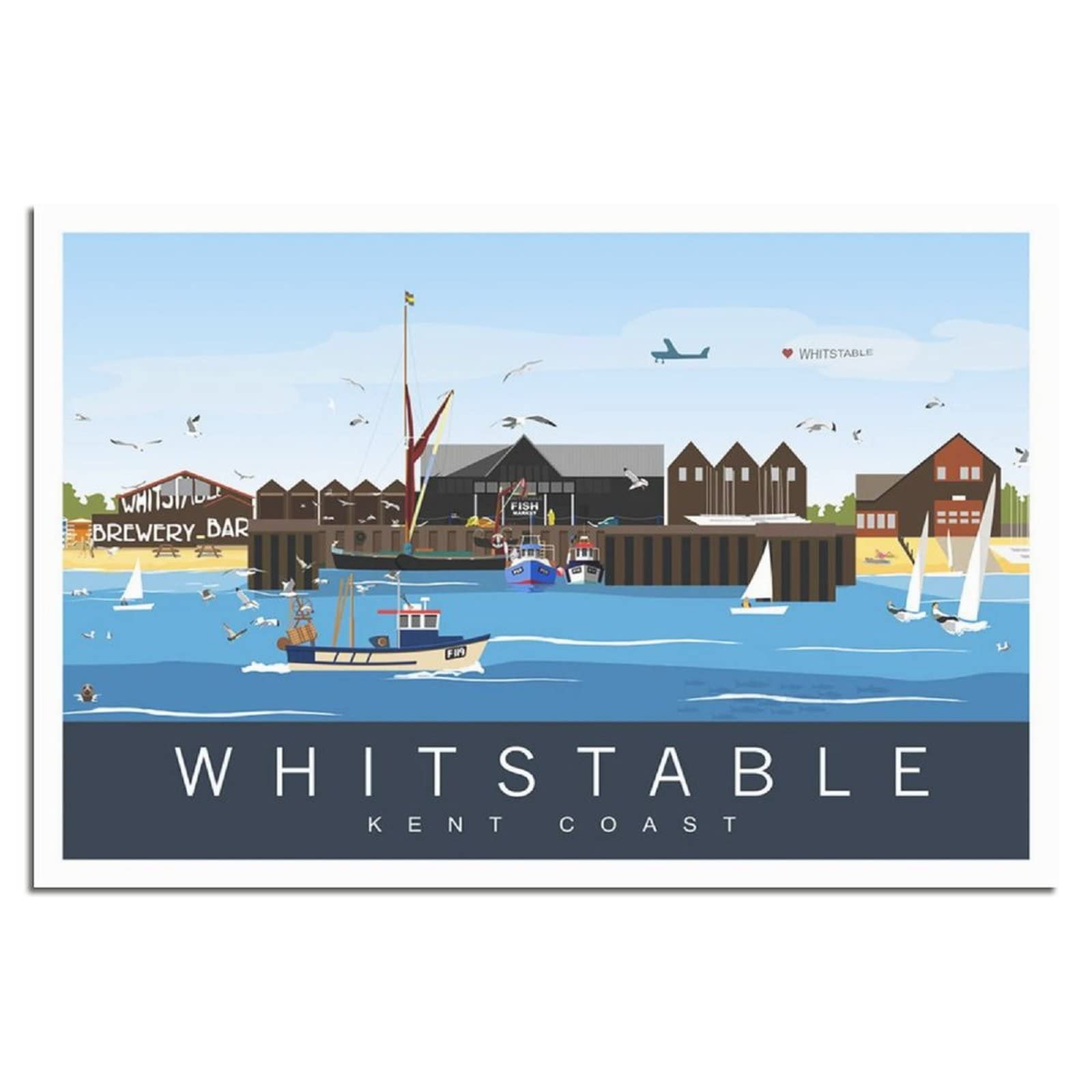 Uejd Unframe-Style Vintage Whitstable Harbour Kent Coast Travel Poster Decorative Posters Modern Bedroom Canvas Art Poster Picture Painting Posters Wall Decor Art Gift