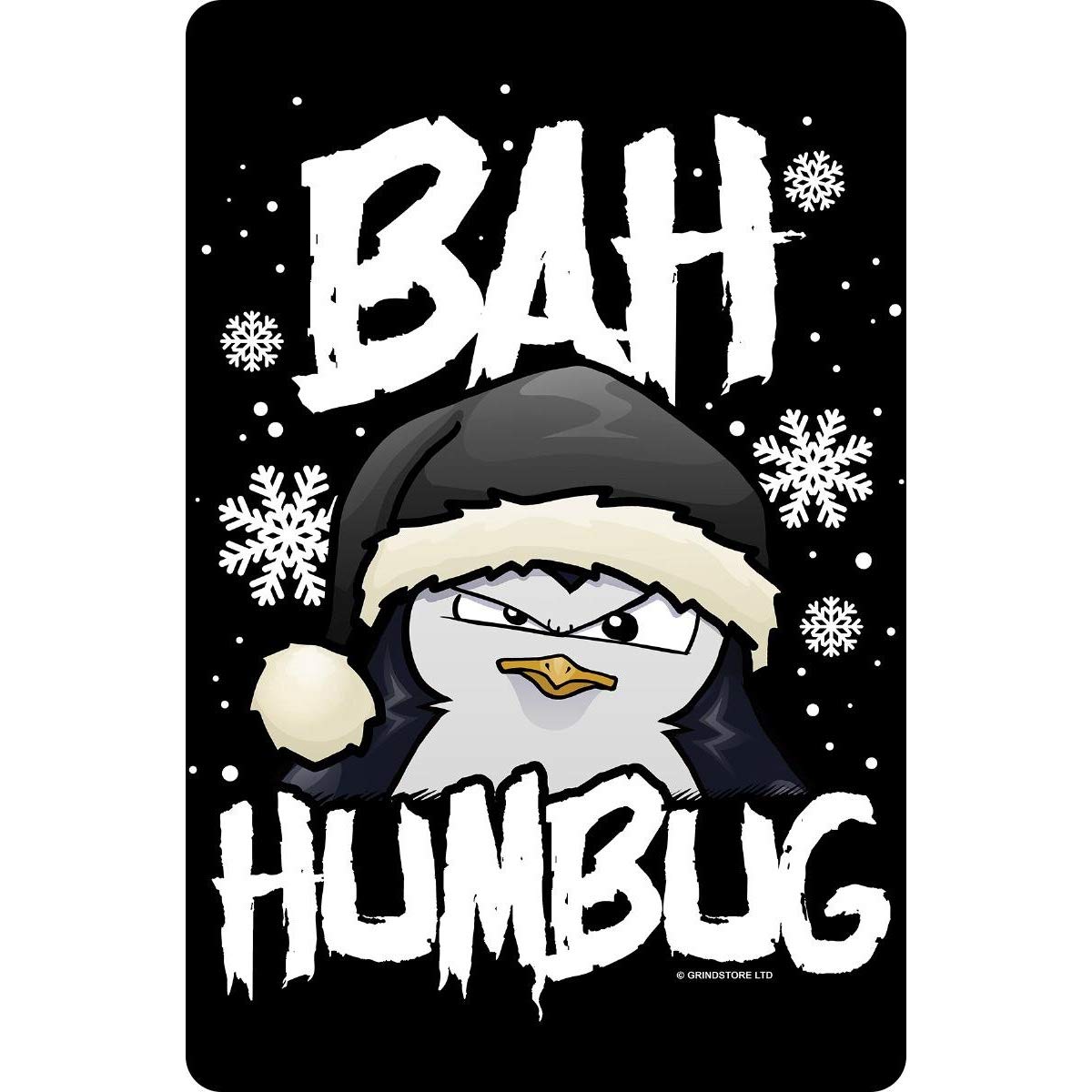 Psycho Penguin Nc Bah Humbug Small Tin Sign Black