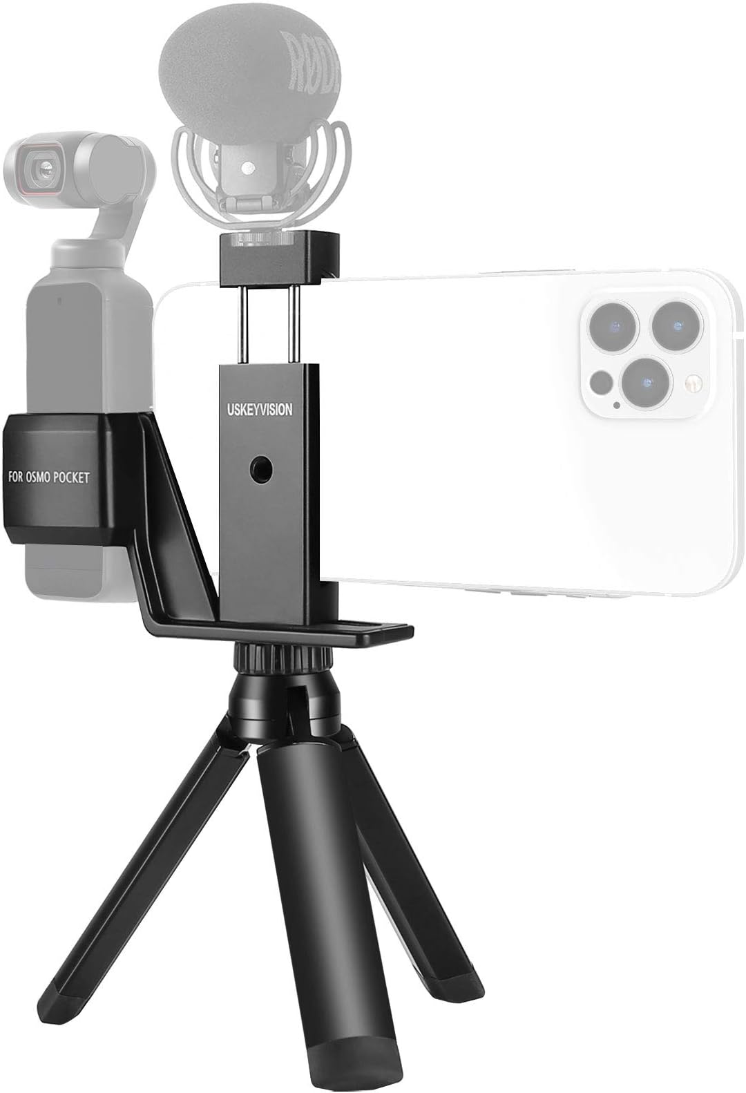 USKEYVISION Pocket Camera Mount Kit for DJI Osmo Pocket 2/1, Mount Combo for DJI Osmo Pocket 2/1 Creator, Smartphone Handheld Holder Clip w/Tripod Cold Shoe Thread Hand Strap (UVOP-A1)