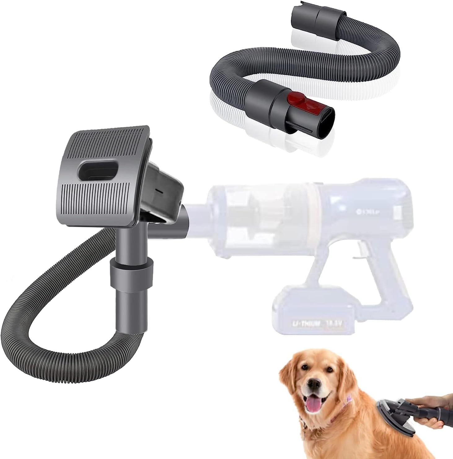 URUN Pet Grooming Vacuum Brush & Extension Vacuum Hose for