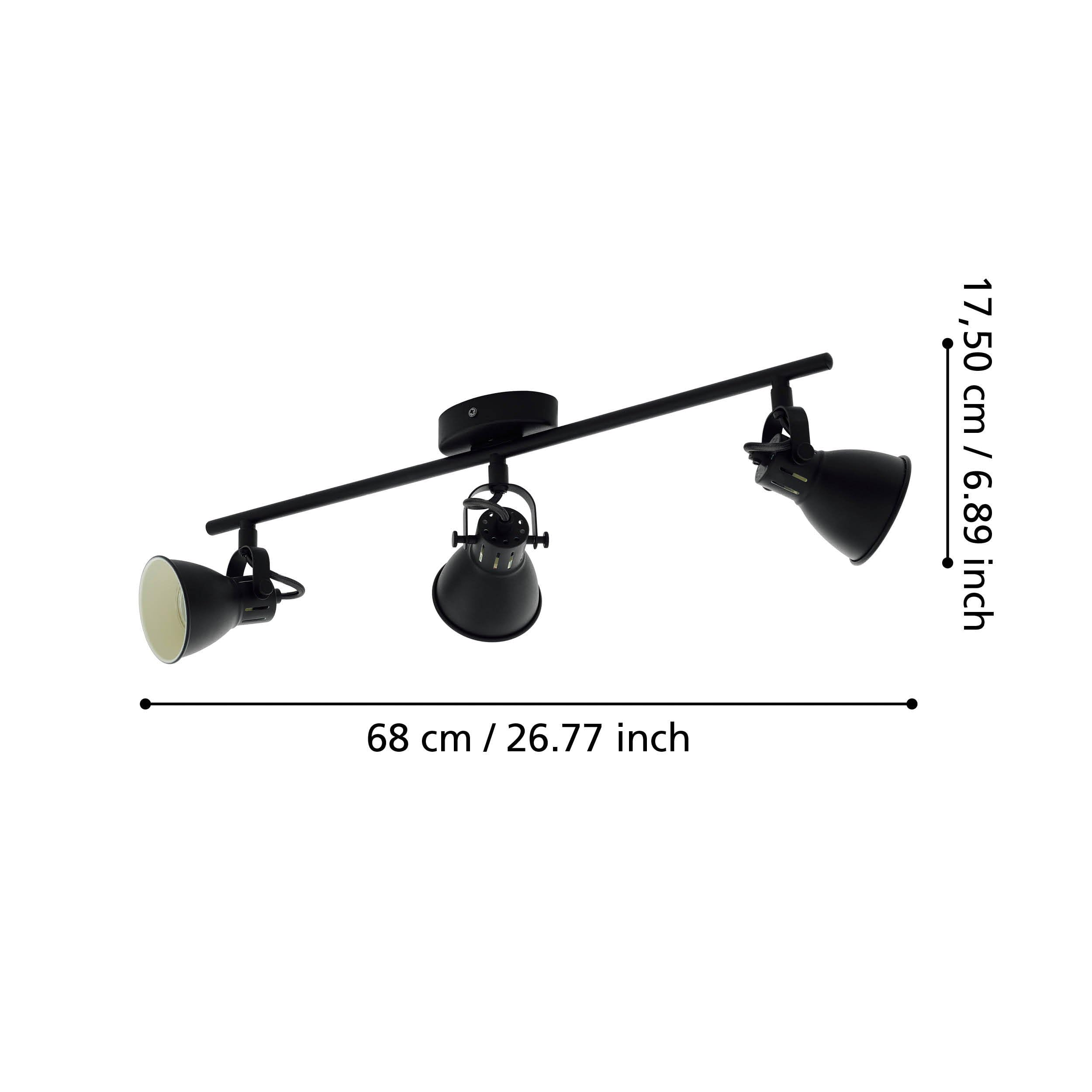 EGLO Deckenlampe Seras 1, 3 flammige Deckenleuchte Industrial, Klassisch