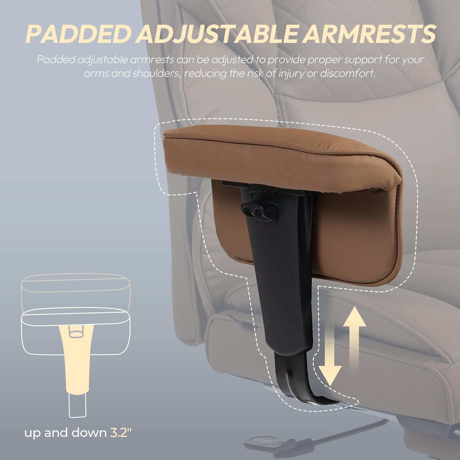 Adjustable Padded Armrests on Dowinx Office Chair