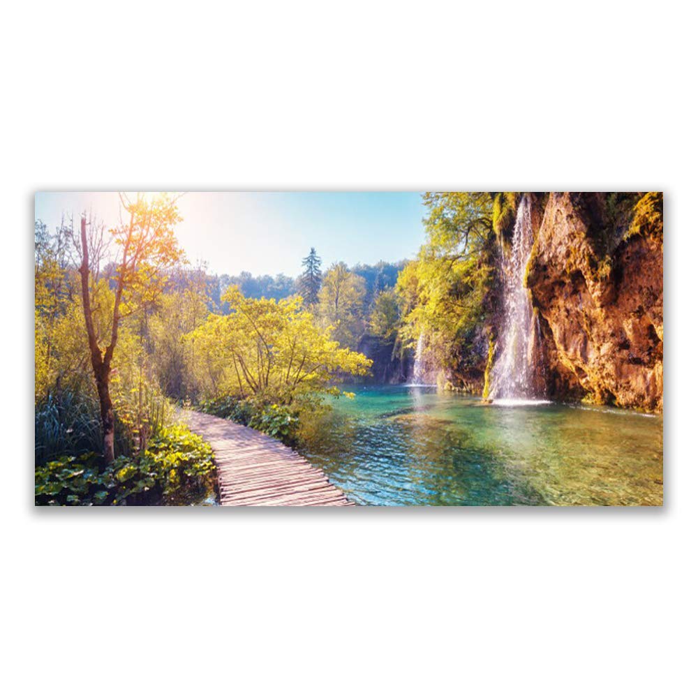 Impression sur Verre Trempé 140x70cm Tulup Tableau Déco Moderne Design Arbres et Lac