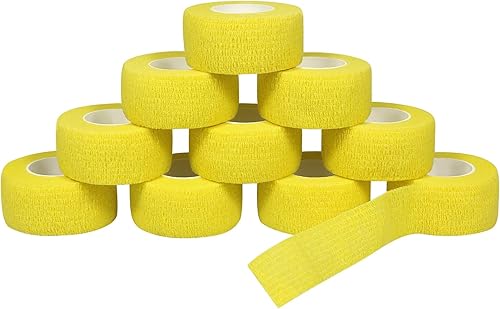 Miniatura 8 de Vendaje autoadhesivo cohesivo, transpirable, autoadherente para esguinces, hinchazón y dolor en muñeca y tobillo, 10 unidades, 1 pulgada x 14.7 pies