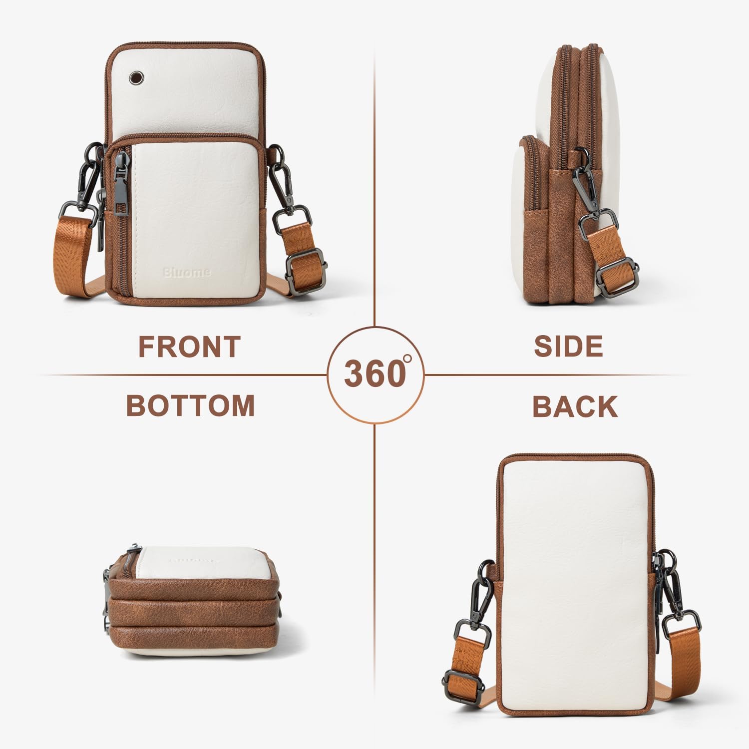 Bluome Small Crossbody Phone Purse for Women –PU Leather Crossbody Handbag Wallets Shoulder Travel Bag with Headphone Jack - Image 5