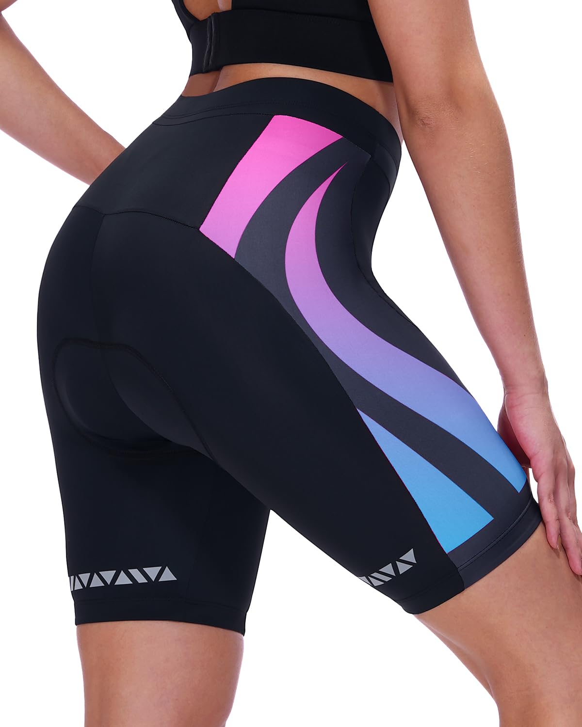 Sportneer Radlerhose Damen Gepolstert Schnelltrockende Fahrradhose Damen Kurz Elastische Radhose Mit Sitzpolster 4D Breiterem Und Dichterem Polster