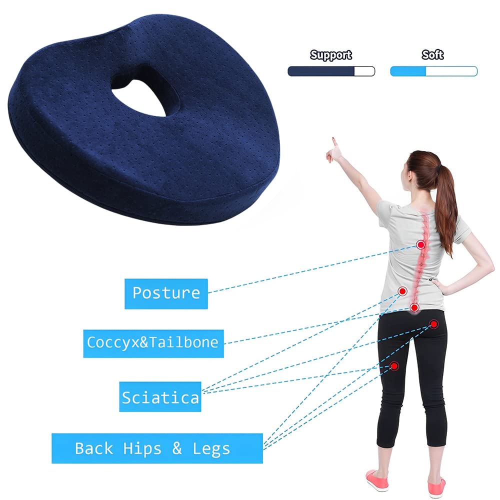 Cuscino A Ciambella In Memory Foam Per Seduta, Antidecubito, Con Fodera Rimovibile, 44x41x10 Cm, Rosa, Per Emorroidi, Coccige E Postura - 2