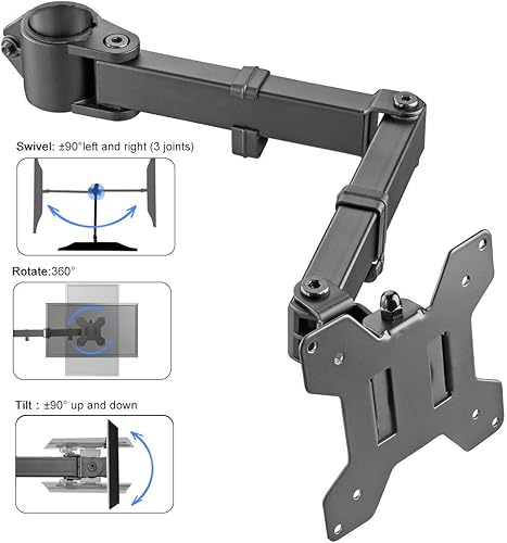 Miniatura 2 de suptek Brazo de monitor único para soporte de escritorio, brazo de monitor ajustable para pantalla de 13 a 32 pulgadas, peso de soporte de hasta 22