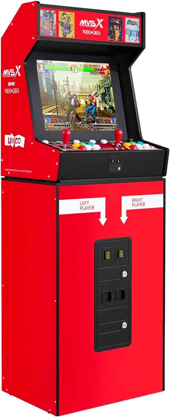 UNICO MVSX Arcade Machine and Base Combo, Pre-Loaded 50 SNK Retro Arcade Games