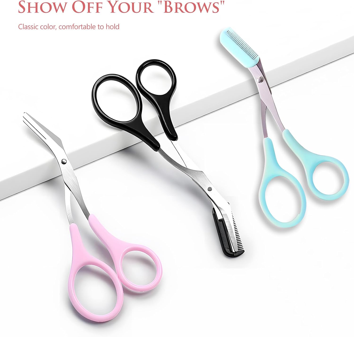 3PCS Professional Stainless Steel Eyebrow Grooming Shear Scissors with Plastic Comb Detachable Eyebrow Eyelash Hair Removal Shaper Shaping Tool Makeup Beauty Accessories for Men and Women