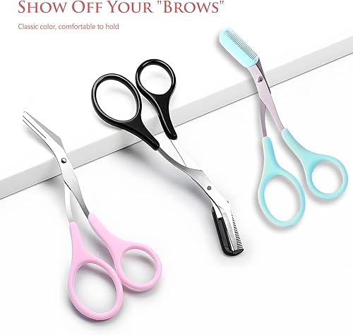 Miniatura 7 de Tijeras profesionales de acero inoxidable para cejas, con peine de plástico, desmontables para depilación, herramienta moldeadora, accesorios de