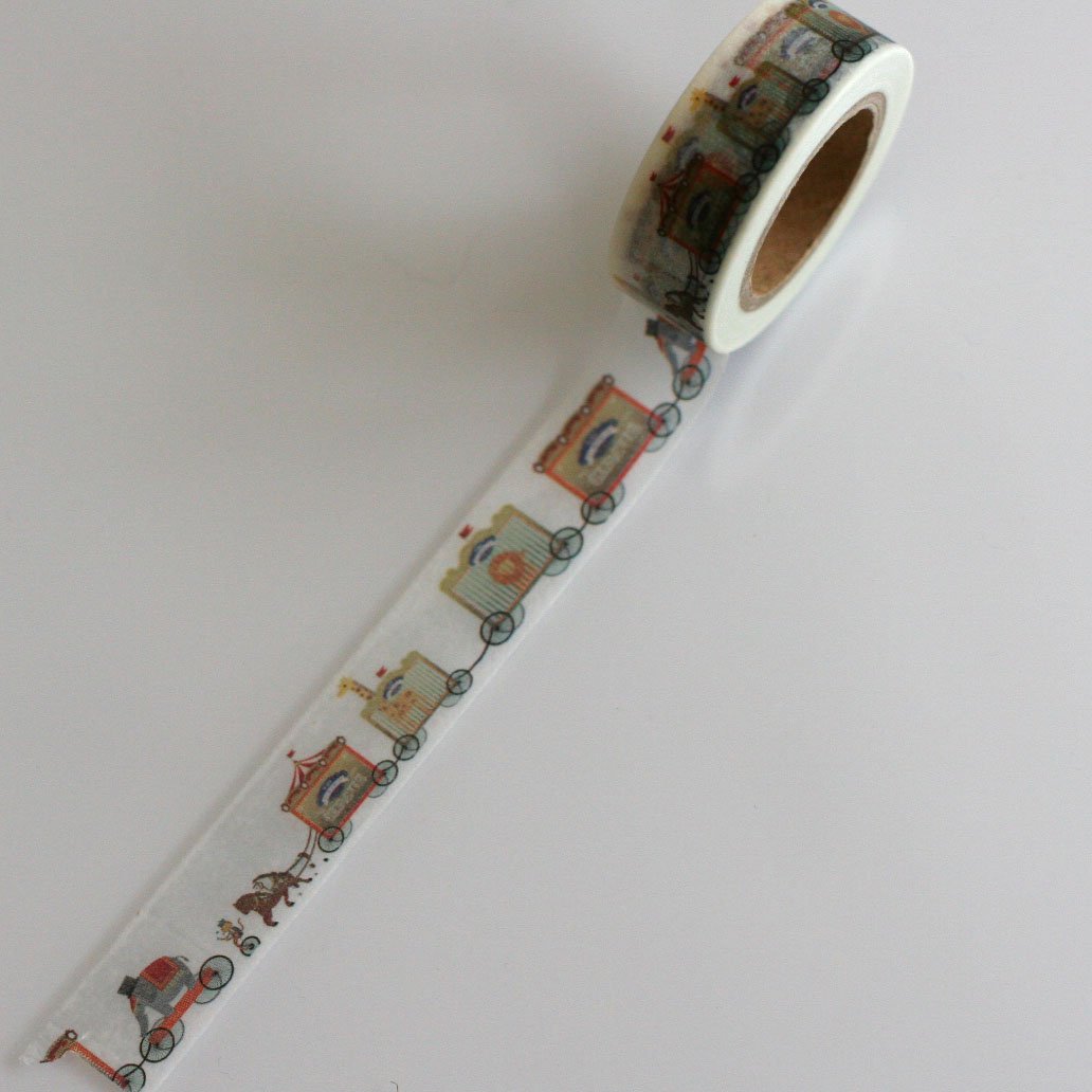 SJ Washi Tape Paper tape Circus Animals in trucks 15 mm x 10 m