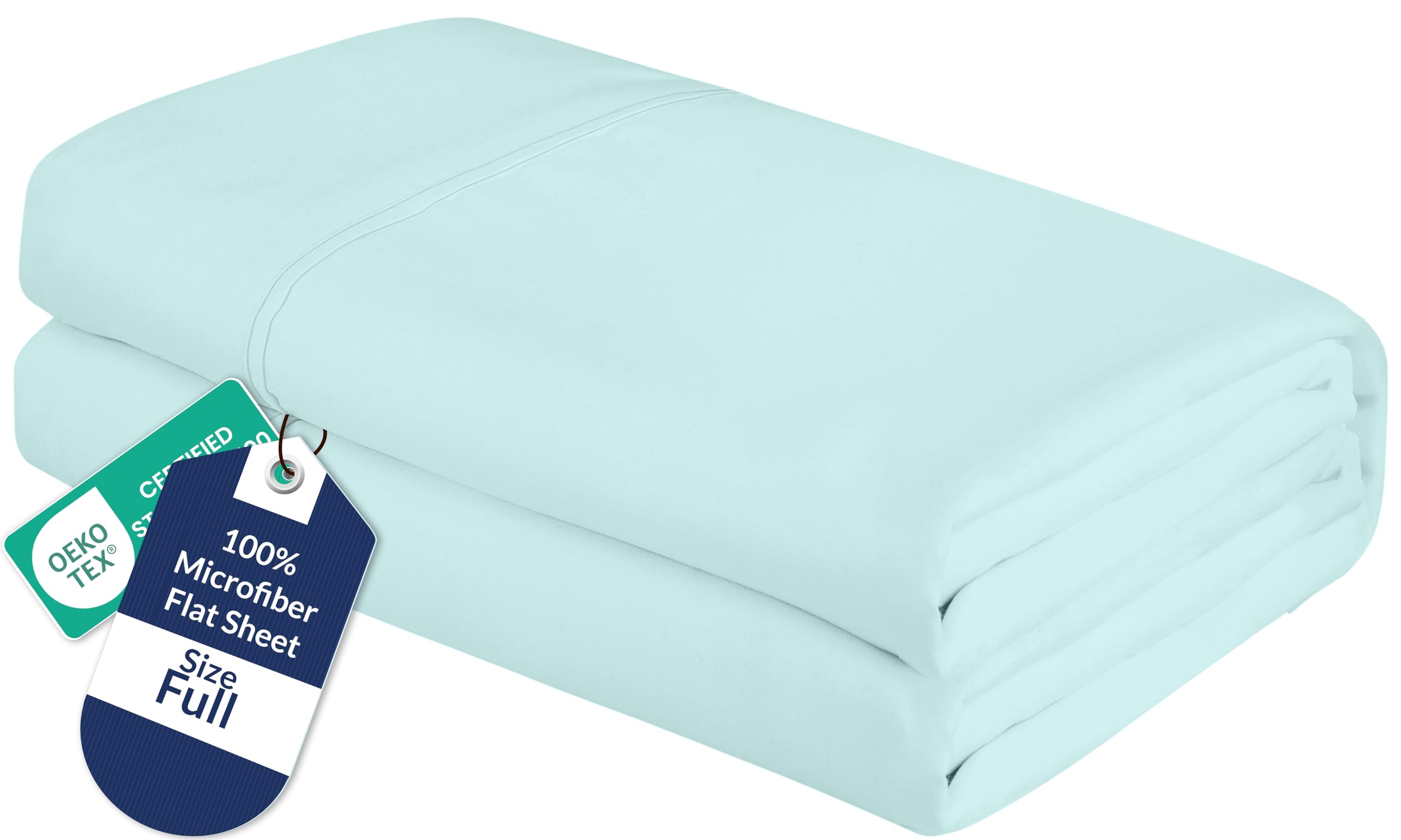 Royale Linens Full Flat Sheet - Ultra Soft Brushed 1800 Microfiber Flat Sheets Only - Wrinkle Free &amp; Stain Resistant - Hotel Quality Top Sheet for Bed (Full, Aqua)