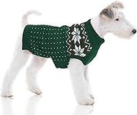 Vista 24 de FUAMEY - Suéter navideño para perros, suéter cálido clásico con diseño de copo de nieve para Año Nuevo, suéter de cuello alto de punto para clima
