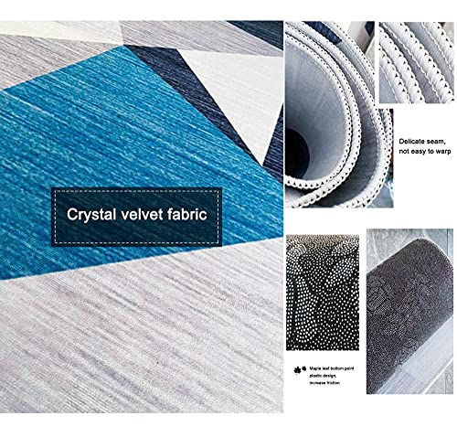 Alfombra de pasillo degradada azul y gris de 50x80 cm lavable moderna 6