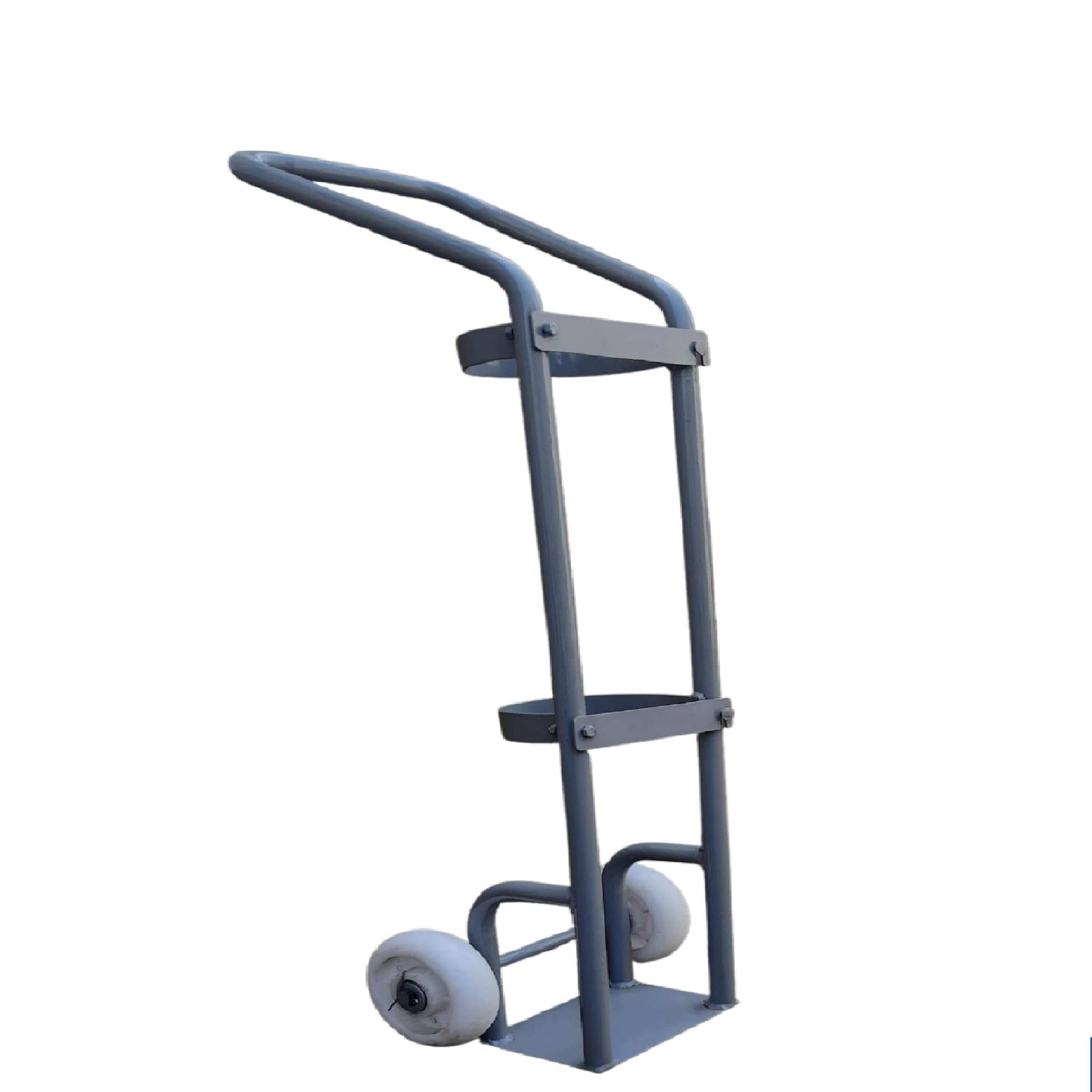 AKURA, Two Wheel B-Type Medical Oxygen Gas Cylinder Trolley for Hospital/Clinic and Domestic Use.(Suitable for 5 to 10 litres Cylinder; Color -Dove Grey)