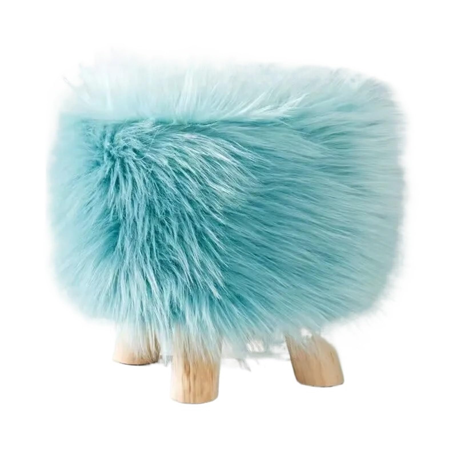 SHENJMAI Stool Covers Round Plush Fabric Ottoman Cover Footrest Covers Wool Soft Chair Footstool Protector(Green)