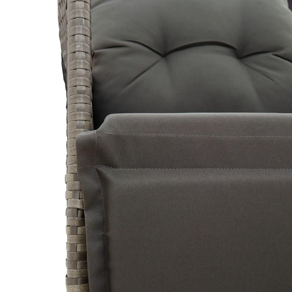 vidaXL Sillón reclinable de jardín con Cojines ratán sintético Gris, Silla de Patio reclinable, Asiento de jardín reclinable, Tumbona