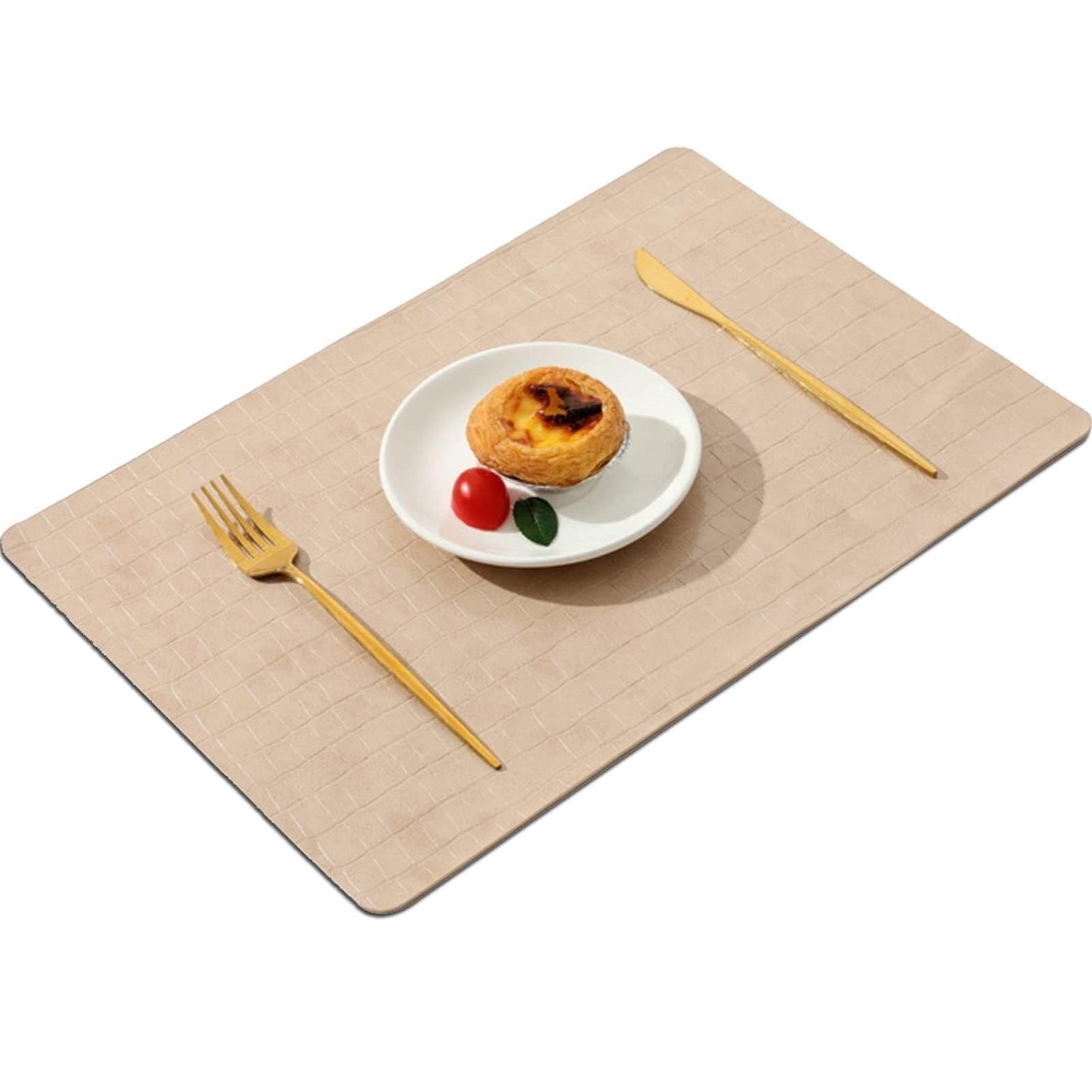 Lot de 4/6 sets de table rectangulaires en similicuir imperméable, antidérapant et lavable pour la maison, la cuisine, le restaurant (abricot)