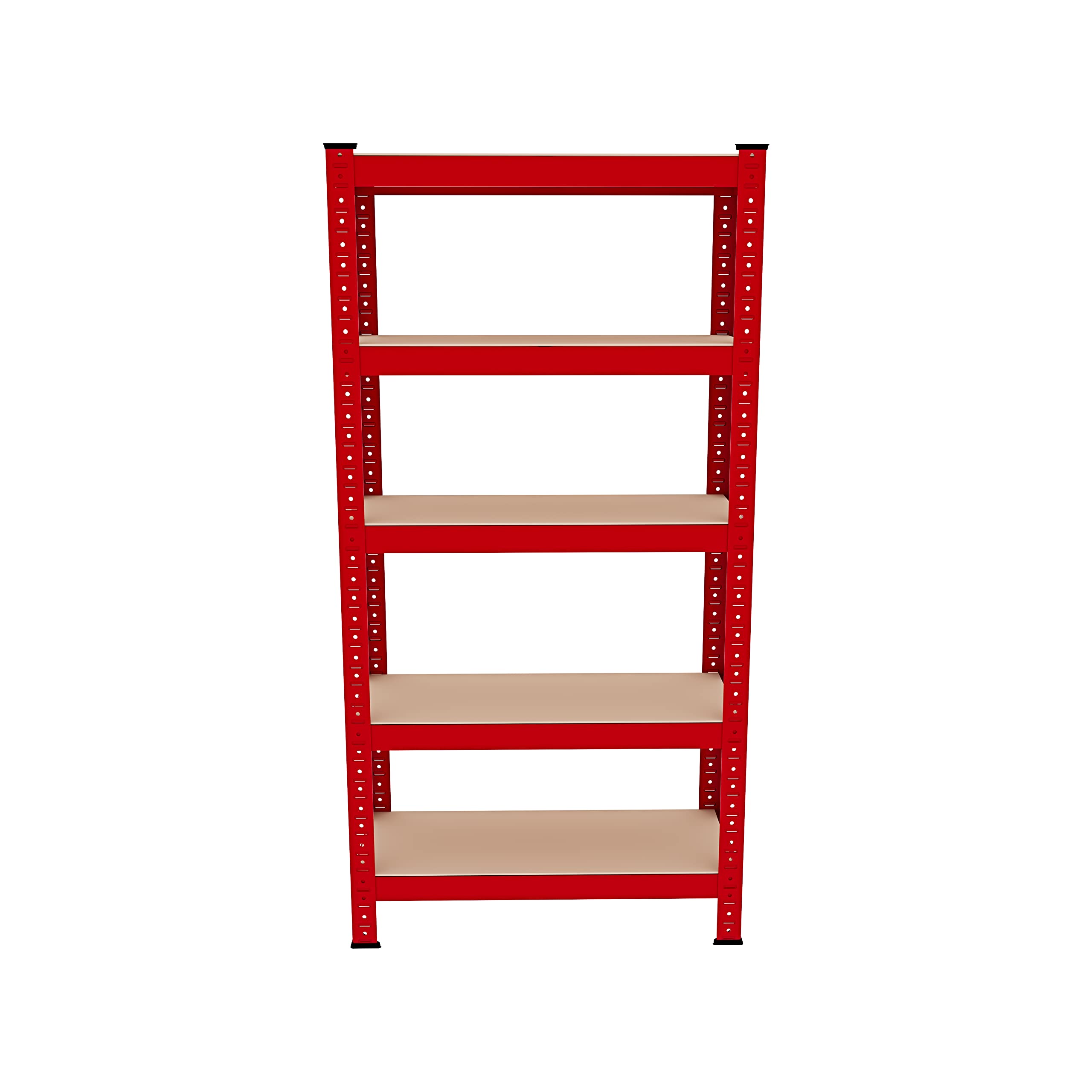 Bricozone Scaffale In Metallo E MDF Con 5 Ripiani Regolabili Scaffale Ad Alta Portata Fino a 875 kg 150 x 75 x 30 cm Ideale Per Garage Officina Cantina Capannone Magazzino Design Modulare (Red)