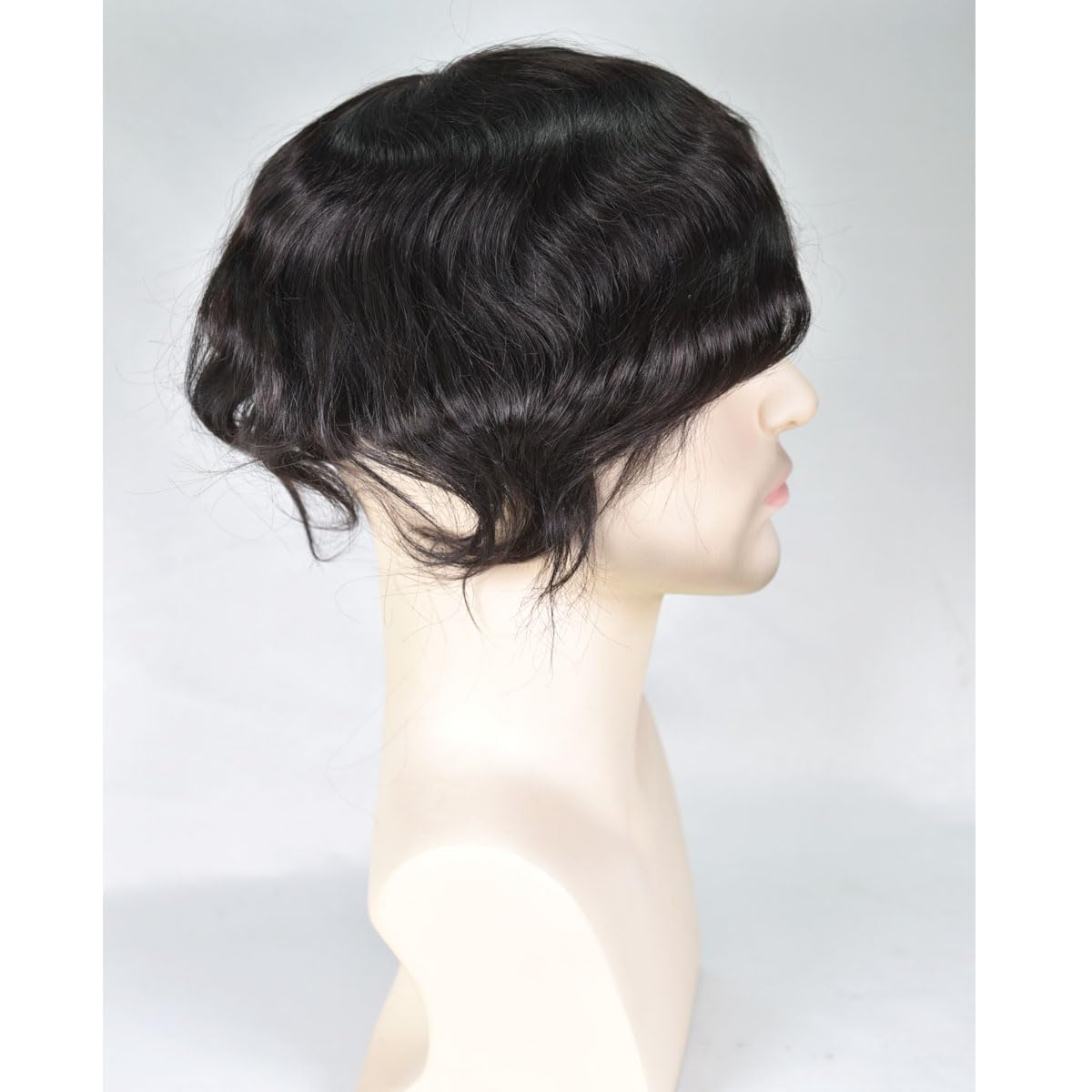 Men's Toupee 9"×7" European Virgin Human Hair Toupee for Men OCT Lace+PU Thin Skin Hairpieces Hair Replacement System Monofilament Net Base for Men (#Natural black color)