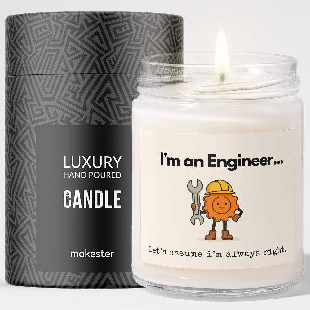 Engineer Gift - Luxury Soy Wax Candle - Vanilla, Jasmine, Sugared Almond - Makester โ image 1