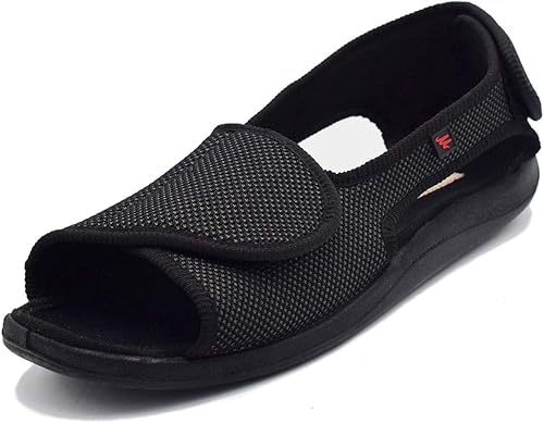 Miniatura 6 de W&LESVAGO Pantuflas diabéticas con punta abierta para mujer, anchura ajustable, para artritis y edema para pies hinchados MS6010W