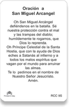 Tarjeta de Oracion San Miguel Arcangel Plastificada con Tarjeta del Padre Nuestro en Espanol para Proteccion y Devocion Catolica