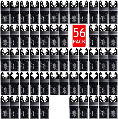 Hanida 56pcs Wood Oscillating Multitool Quick Release Saw Blades Compatible with Fein Multimaster Porter Cable Black & Bosch Decker Dremel Craftsman Ridgid Ryobi Makita Milwaukee Dewalt Rockwell