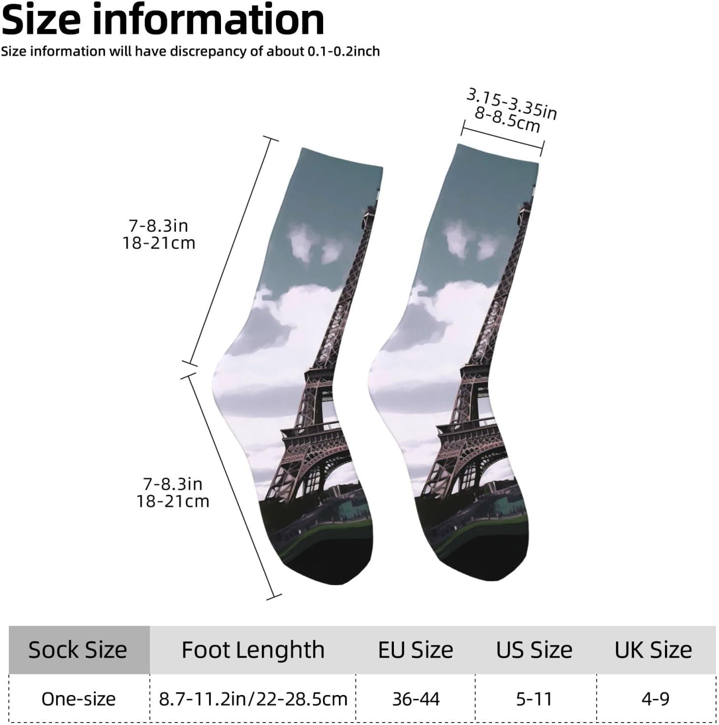 Eiffel Tower Crew Socks for Men Women Moisture Wicking Cushion Athletic Sock Casual Novelty Socks Gift