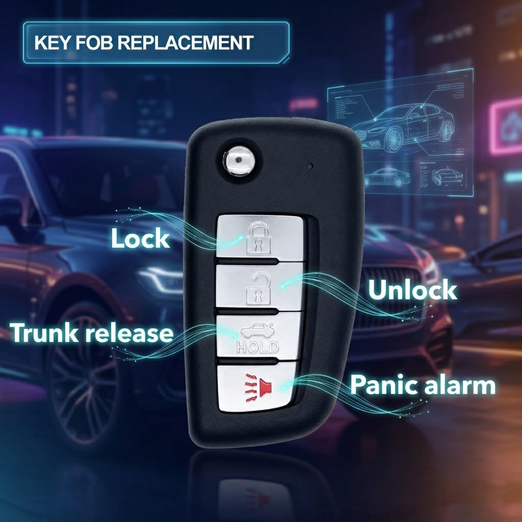 Keyless Entry - Telecomando per auto con telecomando compatibile con Nissan Altima Armada Maxima 350Z Quest Sentra Infiniti EX35/FX35/FX45/G35/G35/I35/QX56 KBRASTU15, confezione da 2
