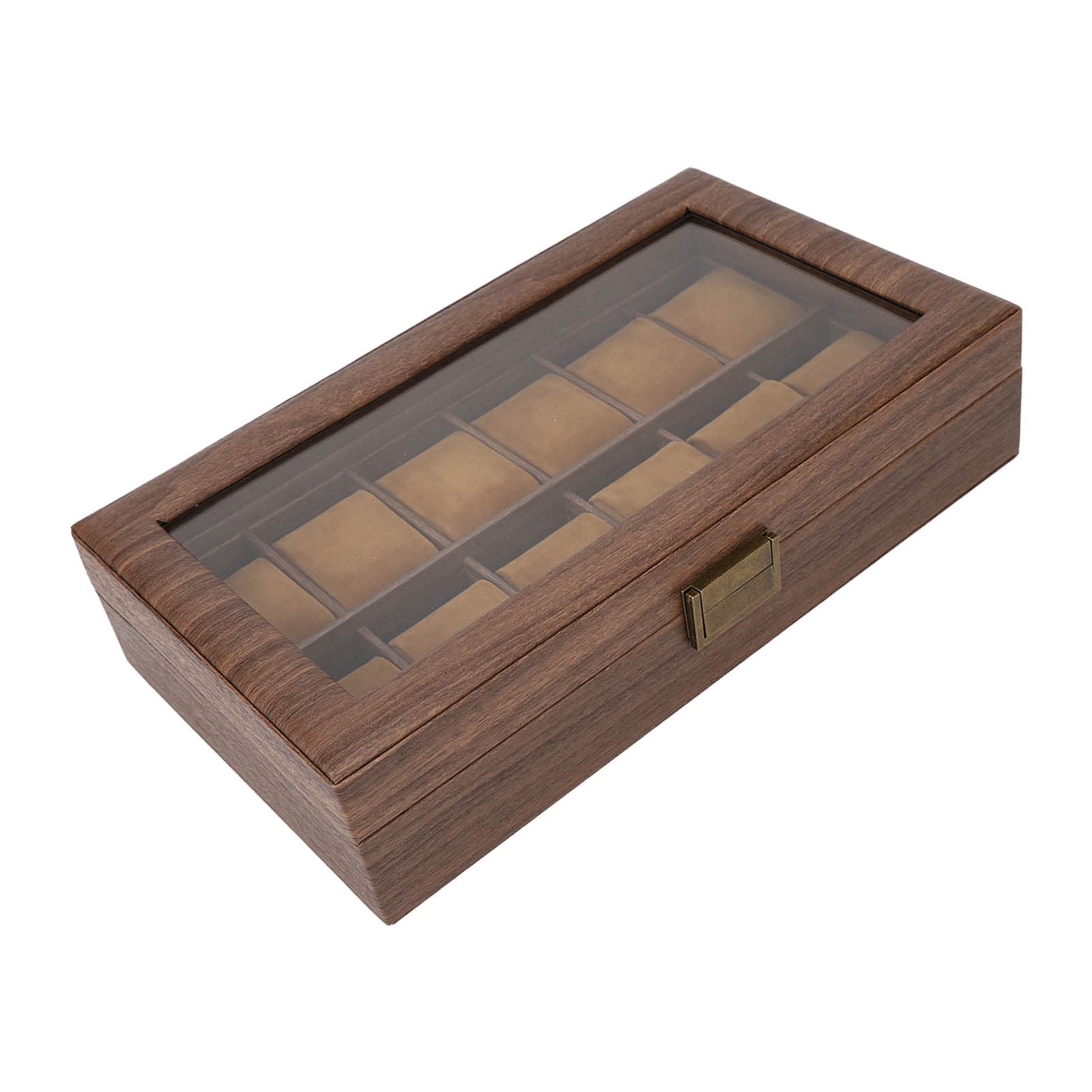 SIXRUN 12 Emplacements Coffret à Montres Organiseur, Grain de Bois Cuir PU