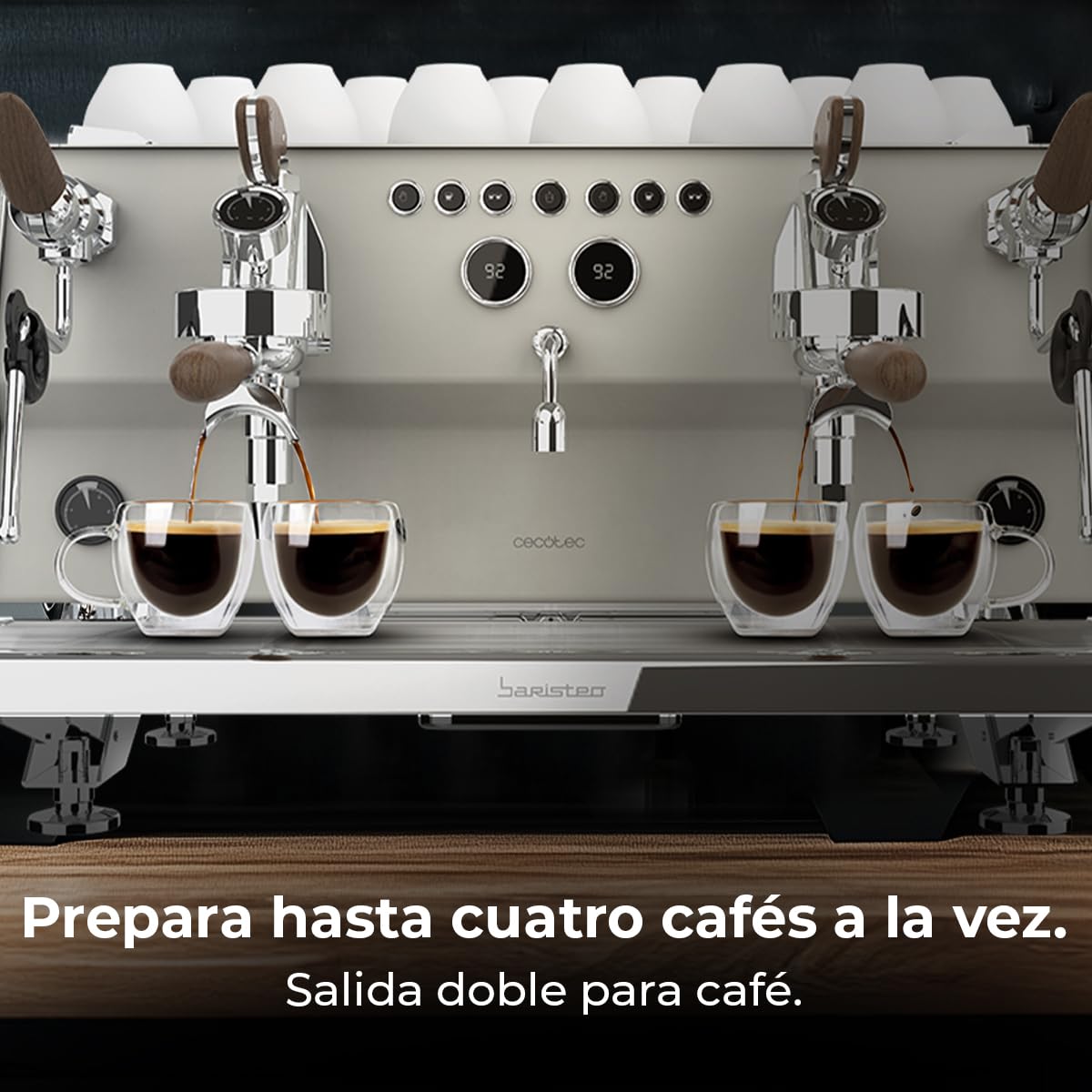 Cecotec Machine a Café Expresso Professionnelle Barista Baristeo Gastro. Pré-Infusion Réglable Pour Crème Parfaite, Pompe Rotative 9 Bars, Porte-Filtre 58 Mm, Chaudière Inox 10,5 L, Affichage PID