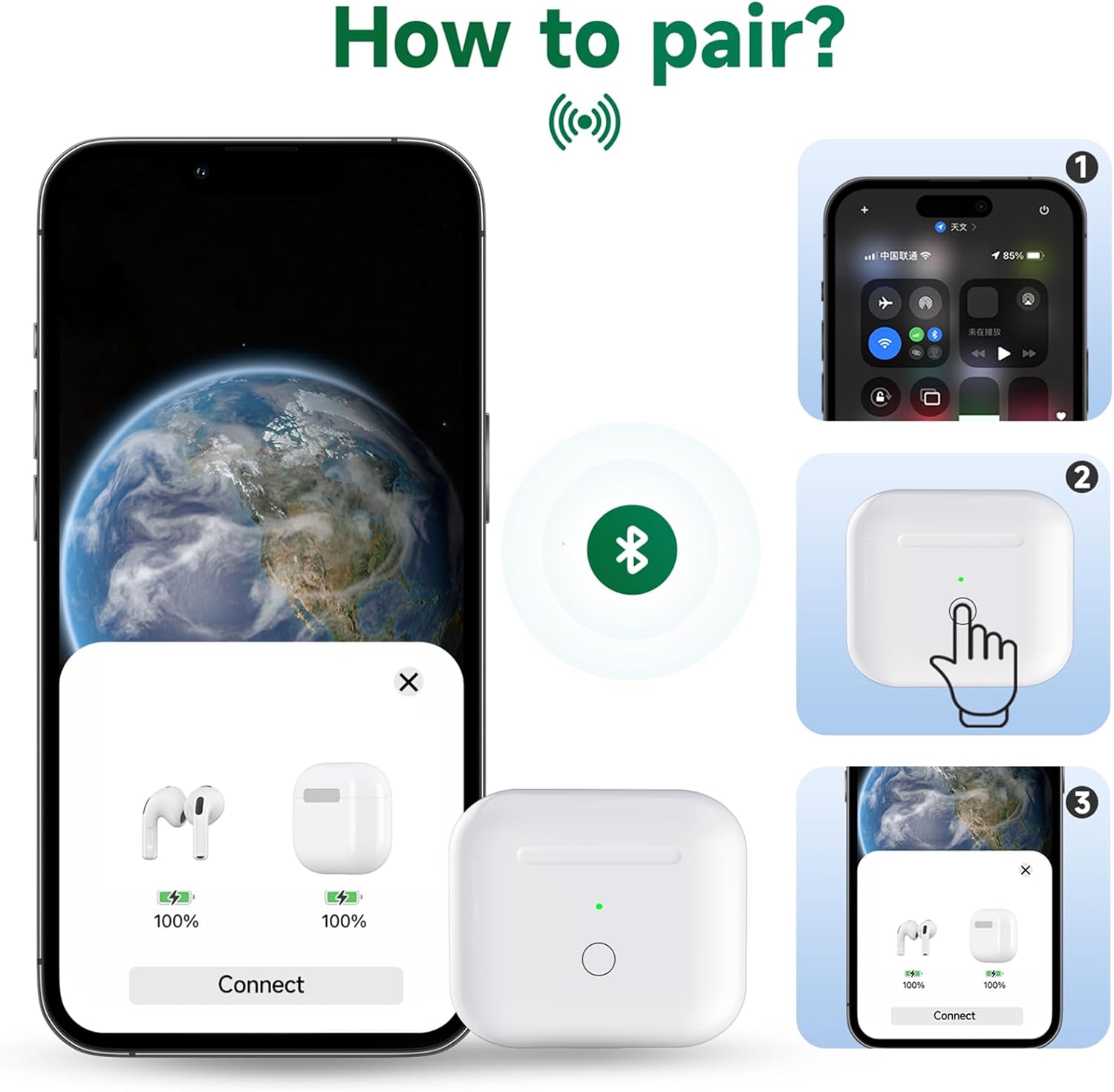 Wireless Earbuds Charging Case Compatible for AirPods 4th Generation with Type-C Charging Port,Replacement with Airpods 4 Charging Case with Bluetooth Pairing Sync Button
