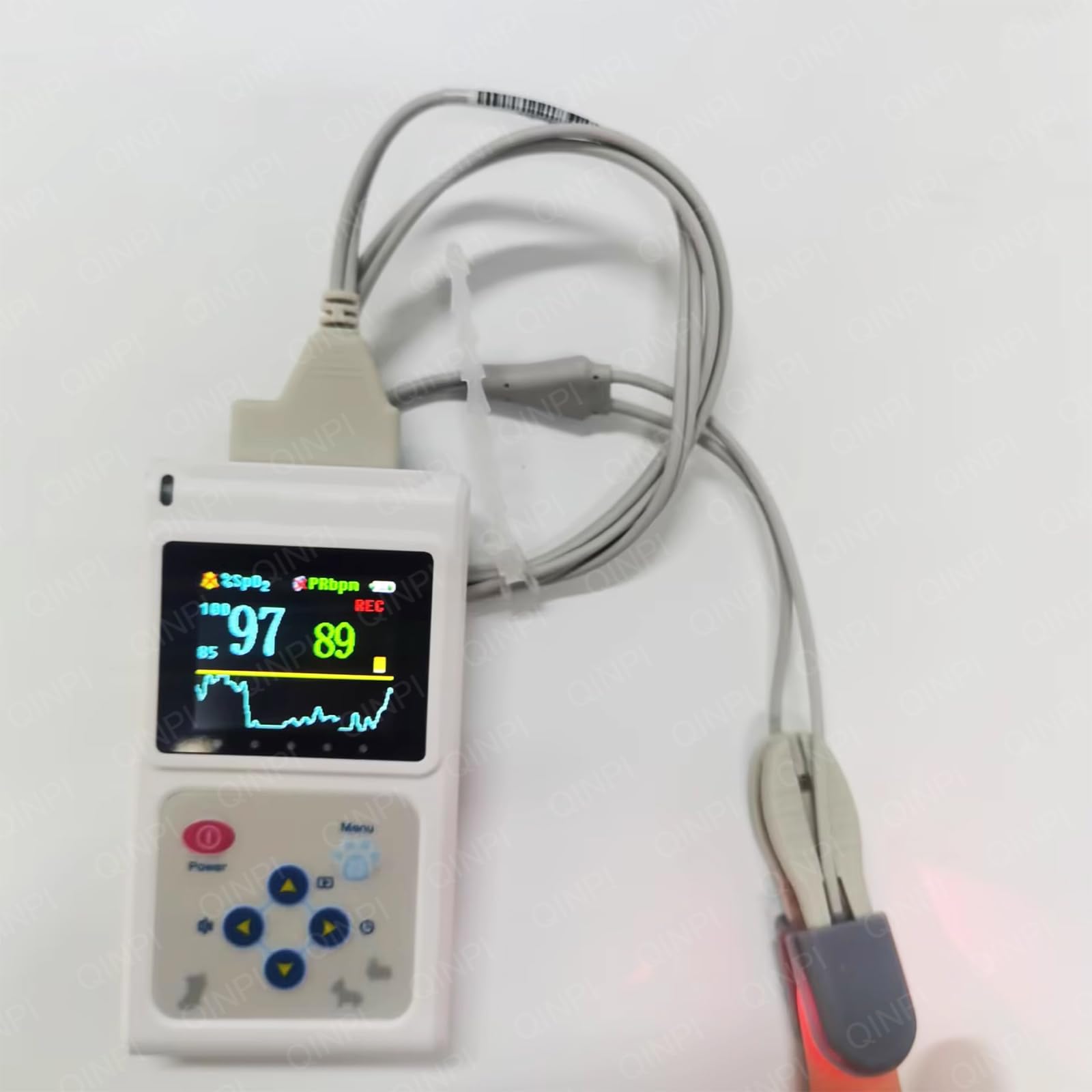 Oxymètre vétérinaire portable, capteur SPO2 auriculaire/lingual, avec réglage de la luminosité de l'écran, téléchargement et stockage des données, fonction d'invite sonore, pour chien, chat, famille