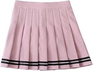 XSFAMGB Falda Plisada de Cintura Alta elástica Estilo Grunge Negra for Mujer (1 o 4 Unidades)(1PCS,L)
