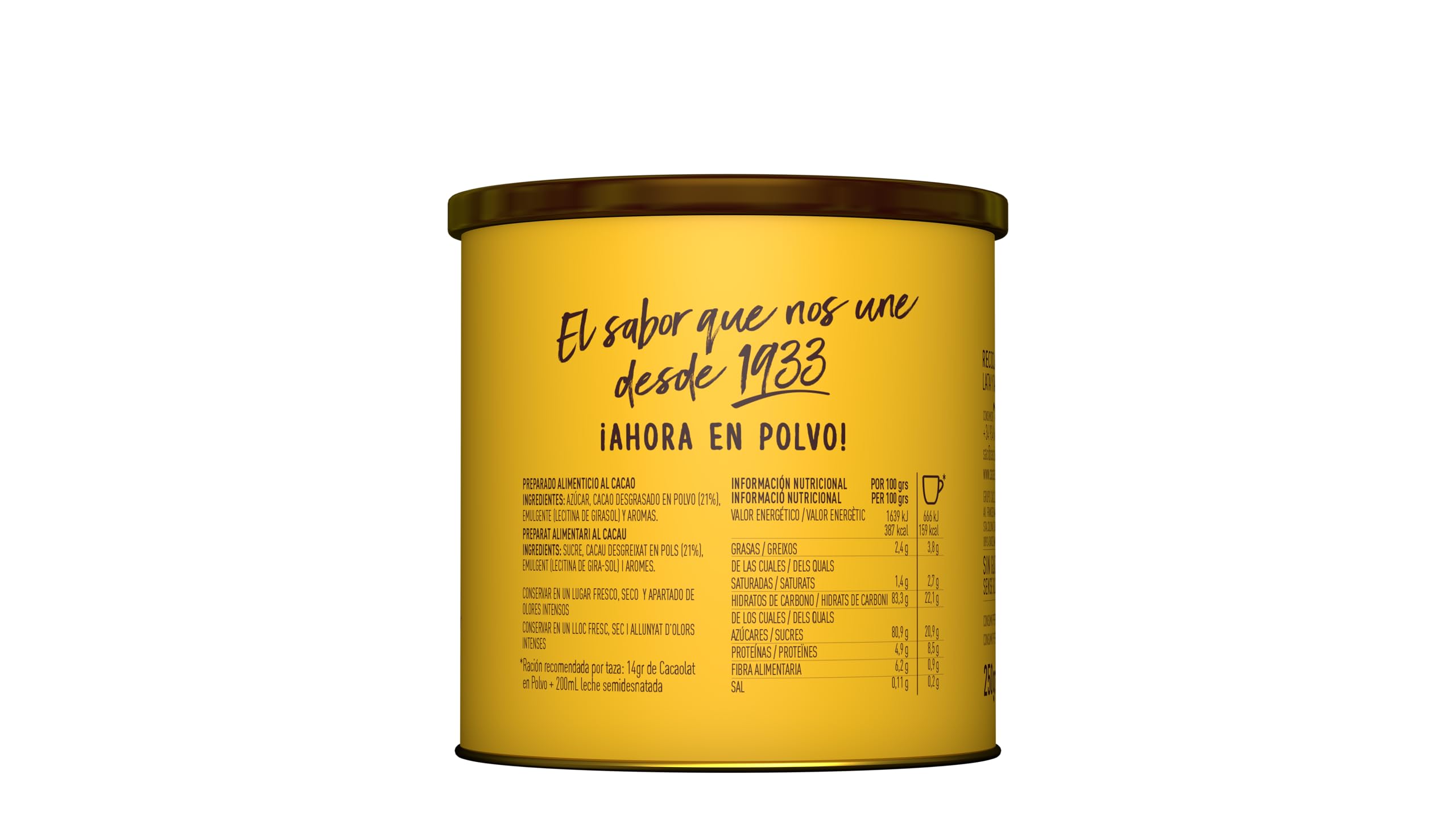 Cacaolat – Cacao en polvo soluble – Sabor tradicional con 45 % cacao – Ideal para leche caliente o fría – Bote 300 g