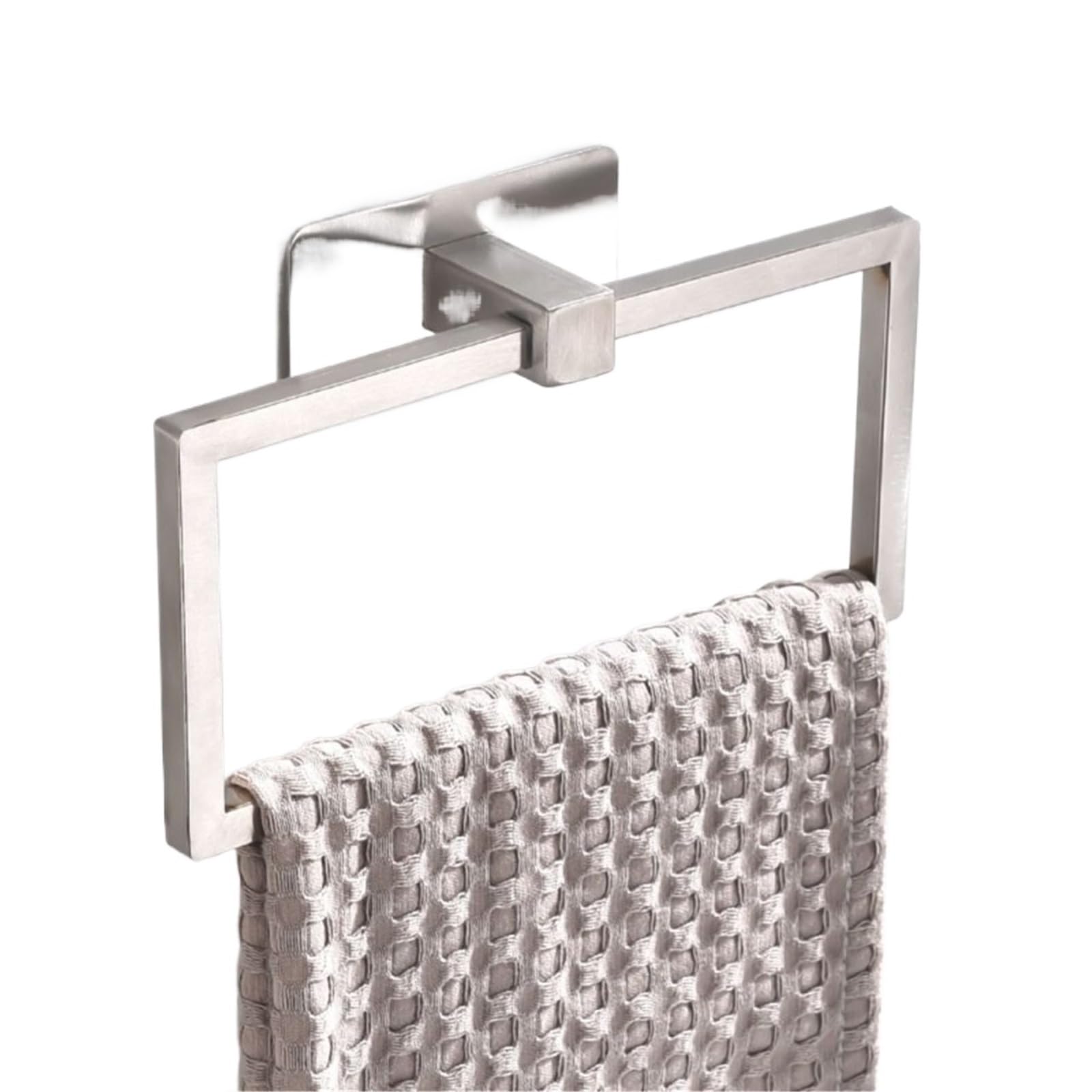 Towel Holder Waterproof Punch Free Towel Ring Ventilation Hand 180 degree flip stainless steel Bathroom Hanger(Silver)