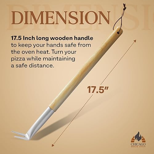 Miniatura 16 de Chicago Brick Oven Pizza Turning Peel PRO - 9 pulgadas de diámetro, mango de madera desmontable de 31.5 pulgadas con correa de cuero, aluminio duro