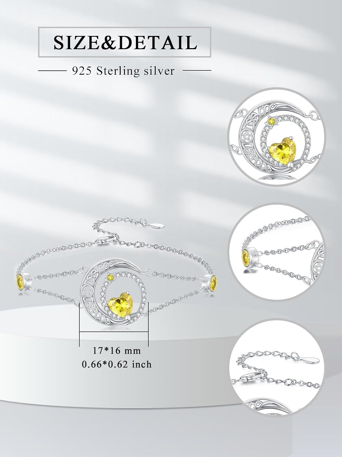Dorunmo 925 Sterling Silver Moon Heart Birthstone Anklet Bracelets for Women Best Mother's Day Birthday Jewelry for Wife Girlfriend Mom Her