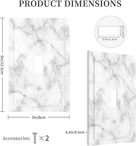 Miniatura 5 de Cubierta decorativa de interruptor de luz de mármol blanco y gris, placa frontal de plástico de 1 banda para decoración de baño, hogar, dormitorio,
